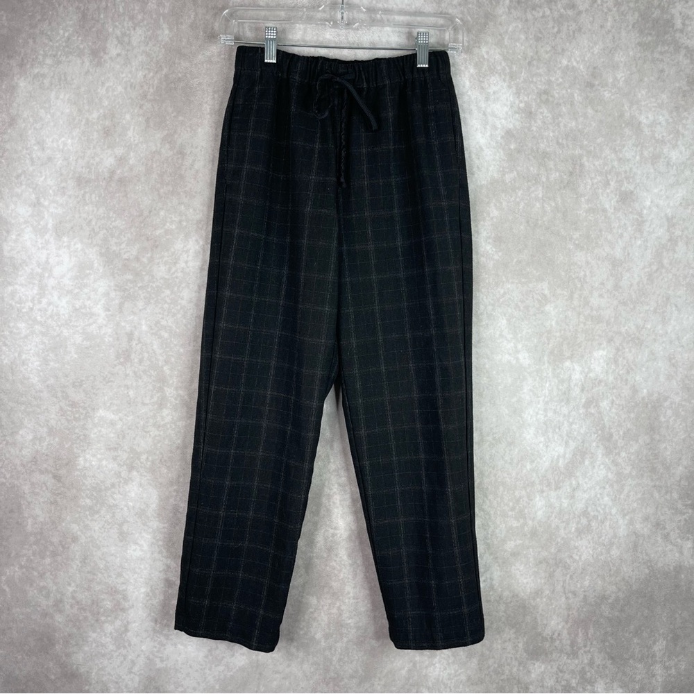 The Group Babaton Jimmy Pant Mid Rise Twill Trousers Black Fine Grid Size XS - Picture 2 of 8